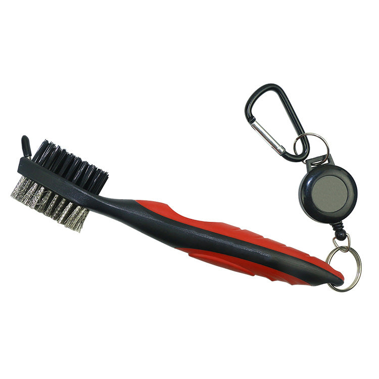 DOUBLE-SIDED BRUSH FOR GOLF CLUB AND SHOE CLEANING