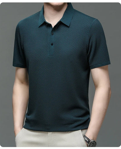 MENS HOLLOW ICE SILK BREATHABLE SHORT SLEEVE GOLF SHIRT