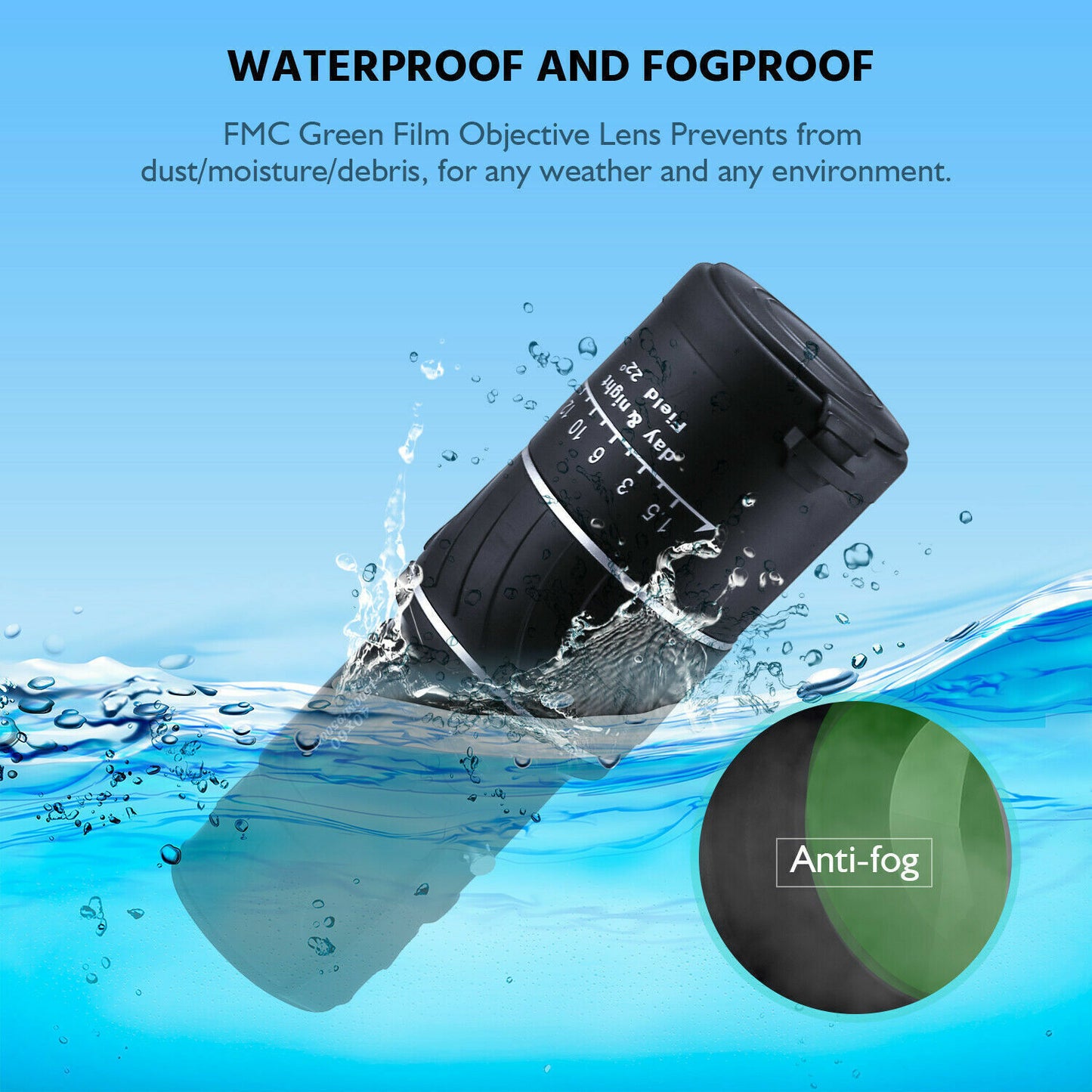 Day/Night Vision HD Optical Monocular Hunting Camping Handheld Telescope: Life Waterproof, Anti-Fog Monocular